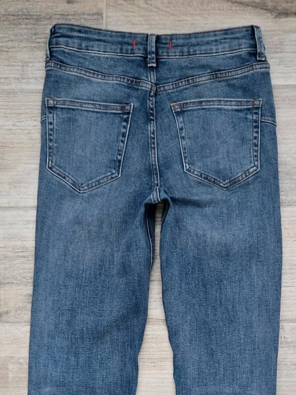 Zara High Rise Flare Ankle Jeans Womens Medium Wash Blue Stretch Denim 4